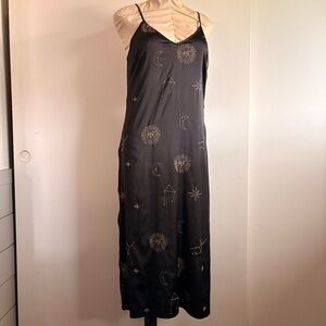 Honey Punch Black Dress with Gold Embroidery